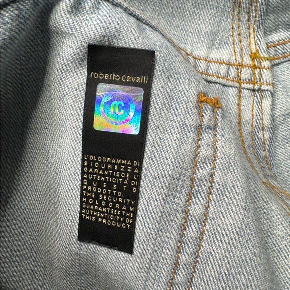 Just Cavalli Mixed Media Leather Panel Flare Jeans Size 32/ EU 46 - Picture 11 of 15